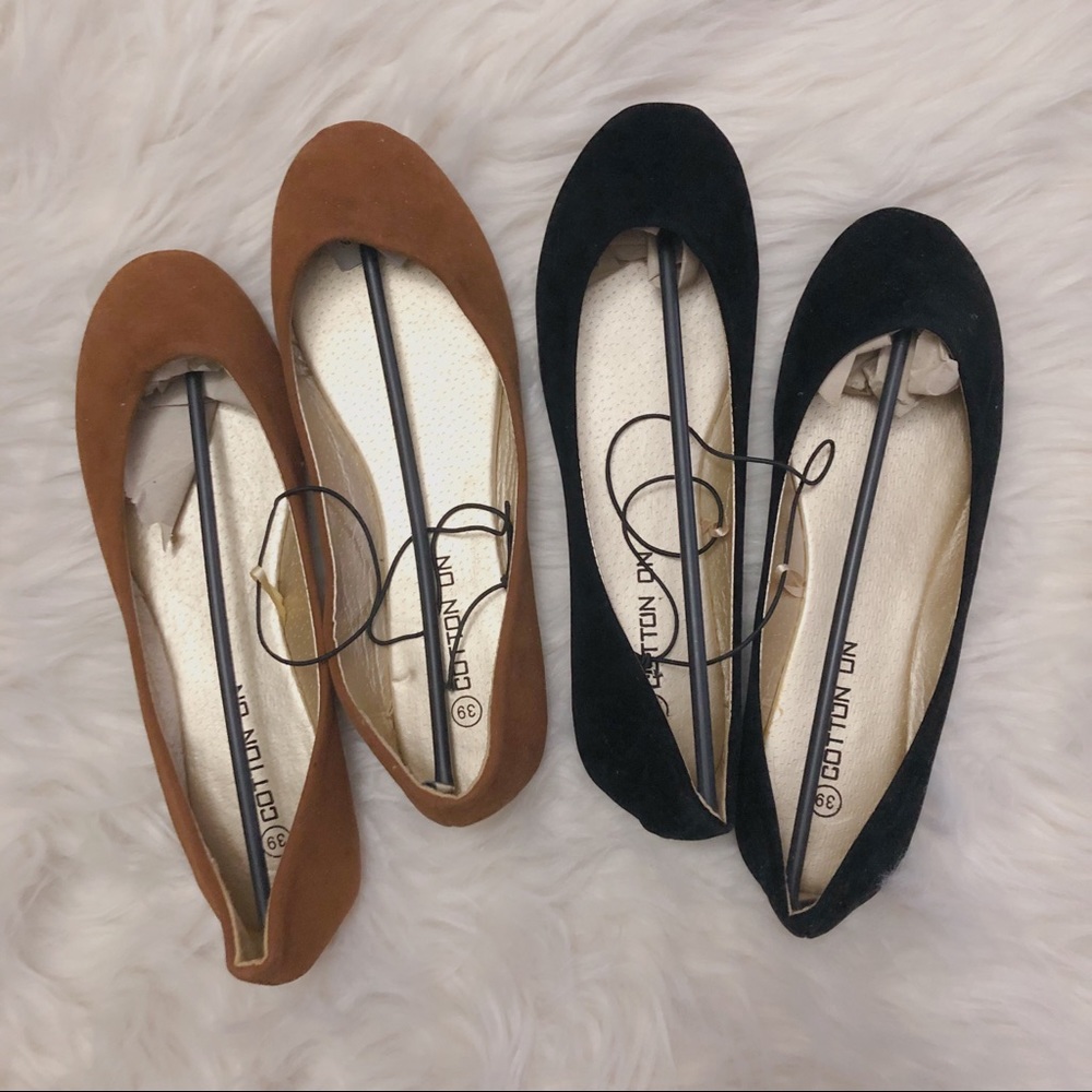Set of Two Pairs of Suede Ballet Flats